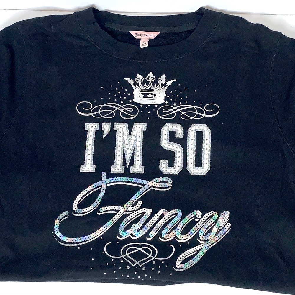 Juicy Couture Black "I'm So Fancy" Sequin Sweatshirt